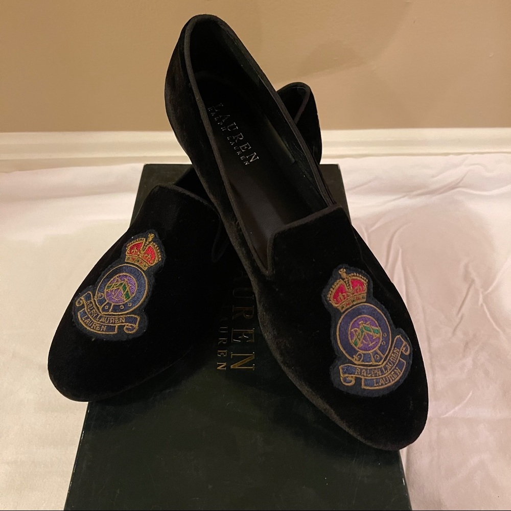 RALPH LAUREN Polo Crest Nala Velvet Oxford Loafers